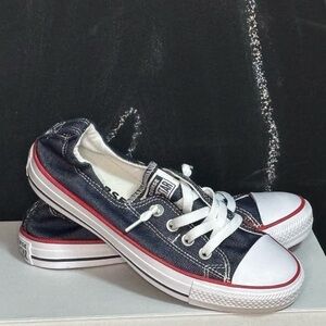 Converse All Star Denim Sneakers with Red Accents Women’s Size 7